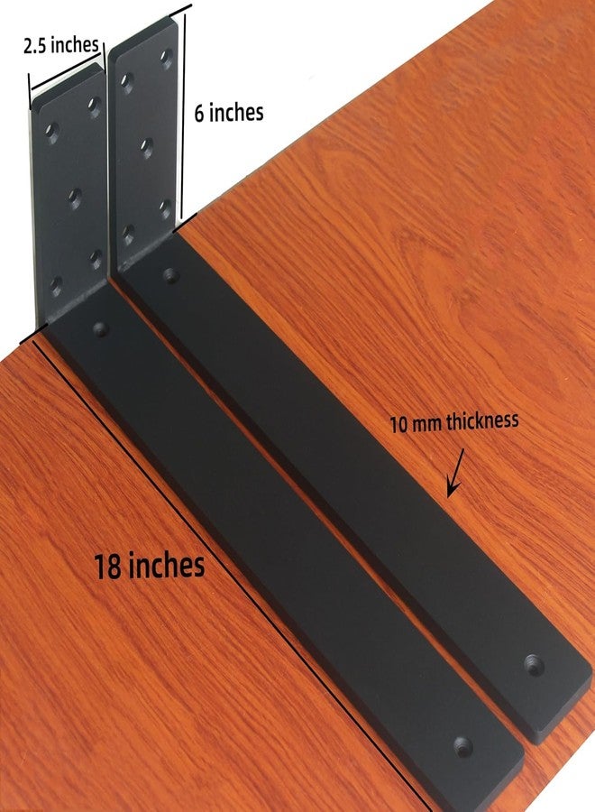 Dcloud L18 x H 6" x W 2.5" 10mm Thick Countertop Support Brackets, Heavy Duty Countertop Hidden Bracket L Shelf Bracket Metal Corbels for Countertops Frosted Black (Pack of 4, 18 INCH) - Image 2